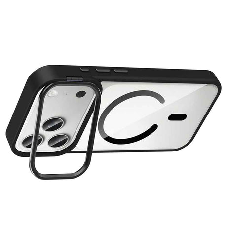 Apple iPhone 17 Pro Kılıf Standlı ve Kamera Lens Hediyeli M-Safe Şarj Özellikli Zore Etro Kapak
