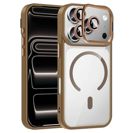 Apple iPhone 17 Pro Kılıf Standlı ve Kamera Lens Hediyeli M-Safe Şarj Özellikli Zore Etro Kapak