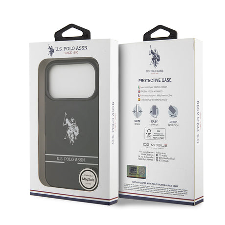 Apple iPhone 17 Pro Kılıf U.S. Polo Assn. Orjinal Lisanslı M-safe Şarj Özellikli IML Double Horse Stripe Logolu Kapak