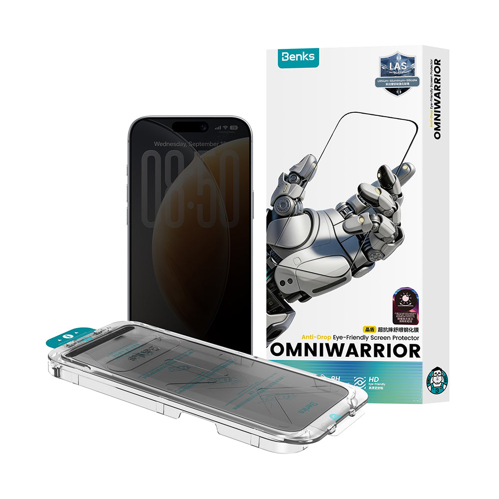 Apple iPhone 17 Pro Max Benks OmniWarrior Privacy Cam Ekran Koruyucu + Kolay Uygulama Aparatlı