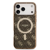 Apple iPhone 17 Pro Max Kılıf Guess Orjinal Lisanslı M-safe Şarj Özellikli IML Baskılı Klasik Logolu 4G Desenli Kapak