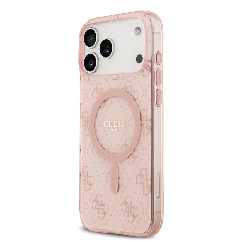 Apple iPhone 17 Pro Max Kılıf Guess Orjinal Lisanslı M-safe Şarj Özellikli IML Baskılı Klasik Logolu 4G Desenli Kapak
