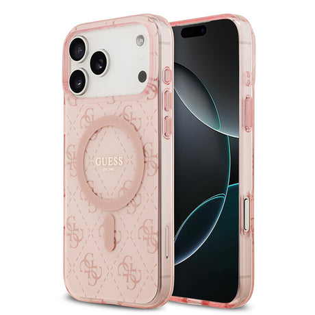 Apple iPhone 17 Pro Max Kılıf Guess Orjinal Lisanslı M-safe Şarj Özellikli IML Baskılı Klasik Logolu 4G Desenli Kapak