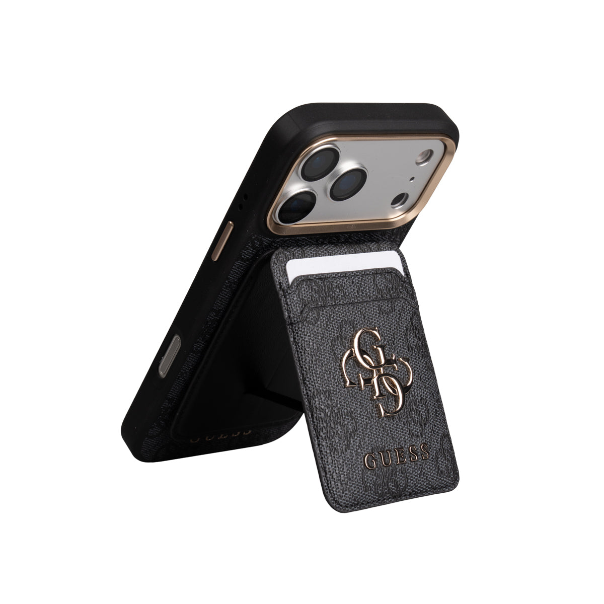 Apple iPhone 17 Pro Max Guess Orjinal Lisanslı 4G ve Yazı Logolu Kartlıklı Kapak