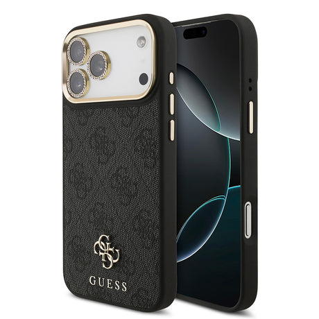 Apple iPhone 17 Pro Max Guess Orjinal Lisanslı 4G ve Yazı Logolu Kılıf + Ekran Koruyucu + Lens Koruyucu 3in1 Aksesuar Seti