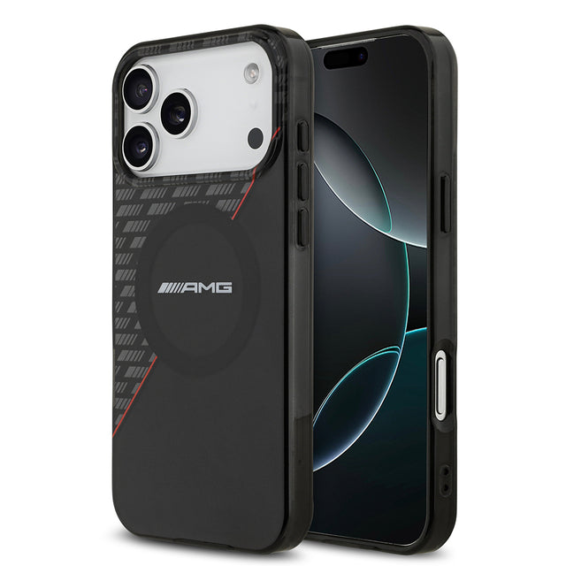 Apple iPhone 17 Pro Max Kılıf AMG Orjinal Lisanslı M-safe Şarj Özellikli Çift Katmanlı Kırmızı Çapraz Çizgili Kapak