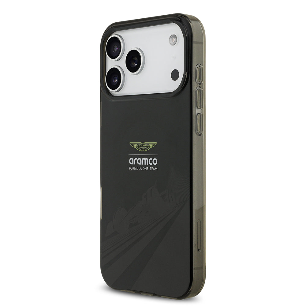 Apple iPhone 17 Pro Max Kılıf Aston Martin Orjinal Lisanslı M-safe Şarj Özellikli IML Baskı Logolu Formula Tasarımlı Kapak
