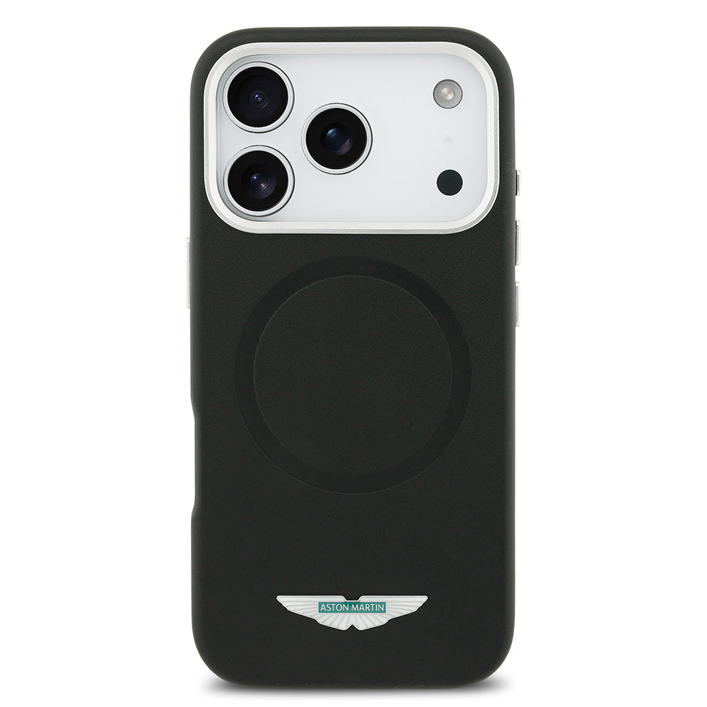 Apple iPhone 17 Pro Max Kılıf Aston Martin Orjinal Lisanslı M-safe Şarj Özellikli Metal Logolu PU Deri Kapak