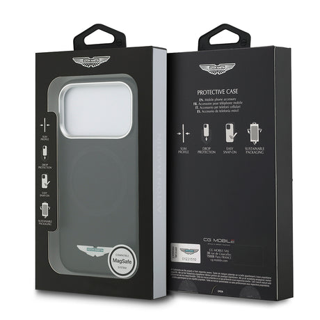 Apple iPhone 17 Pro Max Kılıf Aston Martin Orjinal Lisanslı M-safe Şarj Özellikli Metal Logolu PU Deri Kapak