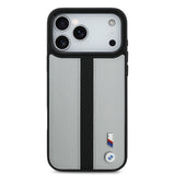Apple iPhone 17 Pro Max Kılıf BMW Orjinal Lisanslı M-safe Şarj Özellikli Deri Arka Yüzey Metal Logolu Delikli Şerit Tasarımlı Kapak