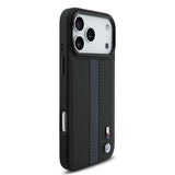 Apple iPhone 17 Pro Max Kılıf BMW Orjinal Lisanslı M-safe Şarj Özellikli Deri Arka Yüzey Metal Logolu Delikli Şerit Tasarımlı Kapak