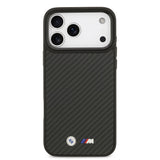Apple iPhone 17 Pro Max Kılıf BMW Orjinal Lisanslı M-safe Şarj Özellikli Karbon Fiber Metal Logolu Kevlar Kapak