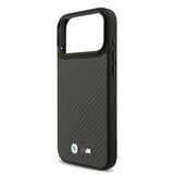 Apple iPhone 17 Pro Max Kılıf BMW Orjinal Lisanslı M-safe Şarj Özellikli Karbon Fiber Metal Logolu Kevlar Kapak