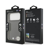Apple iPhone 17 Pro Max Kılıf BMW Orjinal Lisanslı M-safe Şarj Özellikli Karbon Fiber Metal Logolu Kevlar Kapak