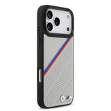 Apple iPhone 17 Pro Max Kılıf BMW Orjinal Lisanslı M-safe Şarj Özellikli M Logolu Üç Şeritli Delikli Deri Kapak