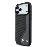Apple iPhone 17 Pro Max Kılıf BMW Orjinal Lisanslı M-safe Şarj Özellikli Metal BMW ve M Logolu PU Karbon Tasarımlı Kapak