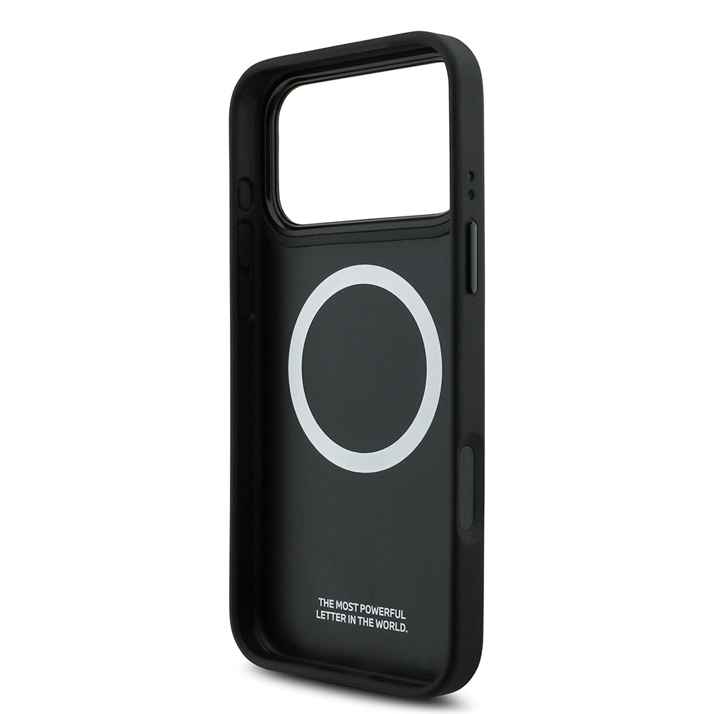 Apple iPhone 17 Pro Max Kılıf BMW Orjinal Lisanslı M-safe Şarj Özellikli Metal BMW ve M Logolu PU Karbon Tasarımlı Kapak