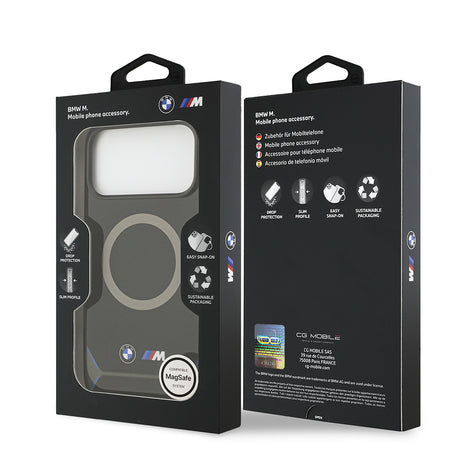 Apple iPhone 17 Pro Max Kılıf BMW Orjinal Lisanslı M-safe Şarj Özellikli Metal Buton Tasarımlı IML Baskılı M Dizayn Kapak