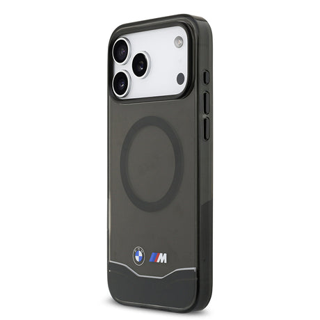 Apple iPhone 17 Pro Max Kılıf BMW Orjinal Lisanslı M-safe Şarj Özellikli Metal Buton Tasarımlı Tranparan M Dizayn Kapak