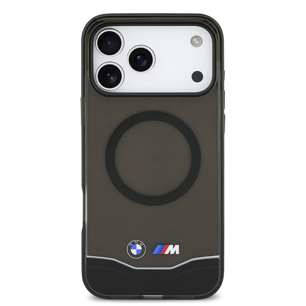 Apple iPhone 17 Pro Max Kılıf BMW Orjinal Lisanslı M-safe Şarj Özellikli Metal Buton Tasarımlı Tranparan M Dizayn Kapak