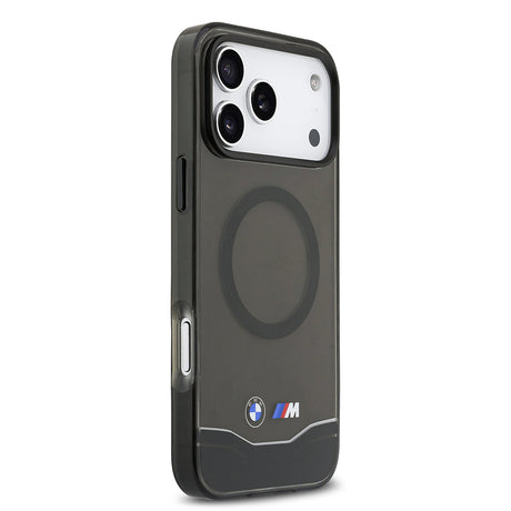Apple iPhone 17 Pro Max Kılıf BMW Orjinal Lisanslı M-safe Şarj Özellikli Metal Buton Tasarımlı Tranparan M Dizayn Kapak