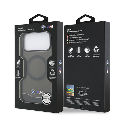 Apple iPhone 17 Pro Max Kılıf BMW Orjinal Lisanslı M-safe Şarj Özellikli Metal Buton Tasarımlı Tranparan M Dizayn Kapak