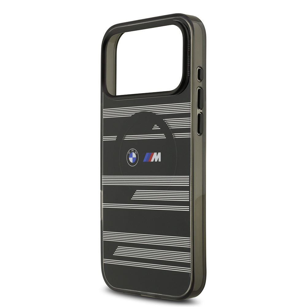Apple iPhone 17 Pro Max Kılıf BMW Orjinal Lisanslı M-safe Şarj Özellikli Metal Kamera Butonlu Yatay Şeritli M Dizayn Kapak