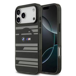 Apple iPhone 17 Pro Max Kılıf BMW Orjinal Lisanslı M-safe Şarj Özellikli Metal Kamera Butonlu Yatay Şeritli M Dizayn Kapak