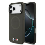 Apple iPhone 17 Pro Max Kılıf BMW Orjinal Lisanslı M-safe Şarj Özellikli Metal Logolu Delikli M Dizayn Deri Kapak