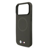 Apple iPhone 17 Pro Max Kılıf BMW Orjinal Lisanslı M-safe Şarj Özellikli Metal Logolu Delikli M Dizayn Deri Kapak