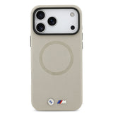 Apple iPhone 17 Pro Max Kılıf BMW Orjinal Lisanslı M-safe Şarj Özellikli Metal Logolu Delikli M Dizayn Deri Kapak