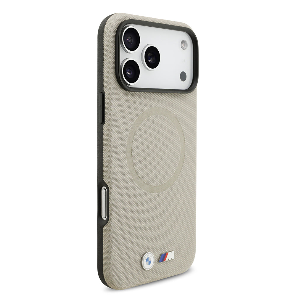Apple iPhone 17 Pro Max Kılıf BMW Orjinal Lisanslı M-safe Şarj Özellikli Metal Logolu Delikli M Dizayn Deri Kapak