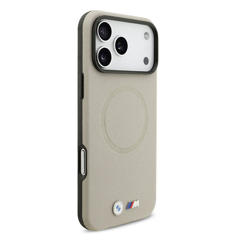 Apple iPhone 17 Pro Max Kılıf BMW Orjinal Lisanslı M-safe Şarj Özellikli Metal Logolu Delikli M Dizayn Deri Kapak