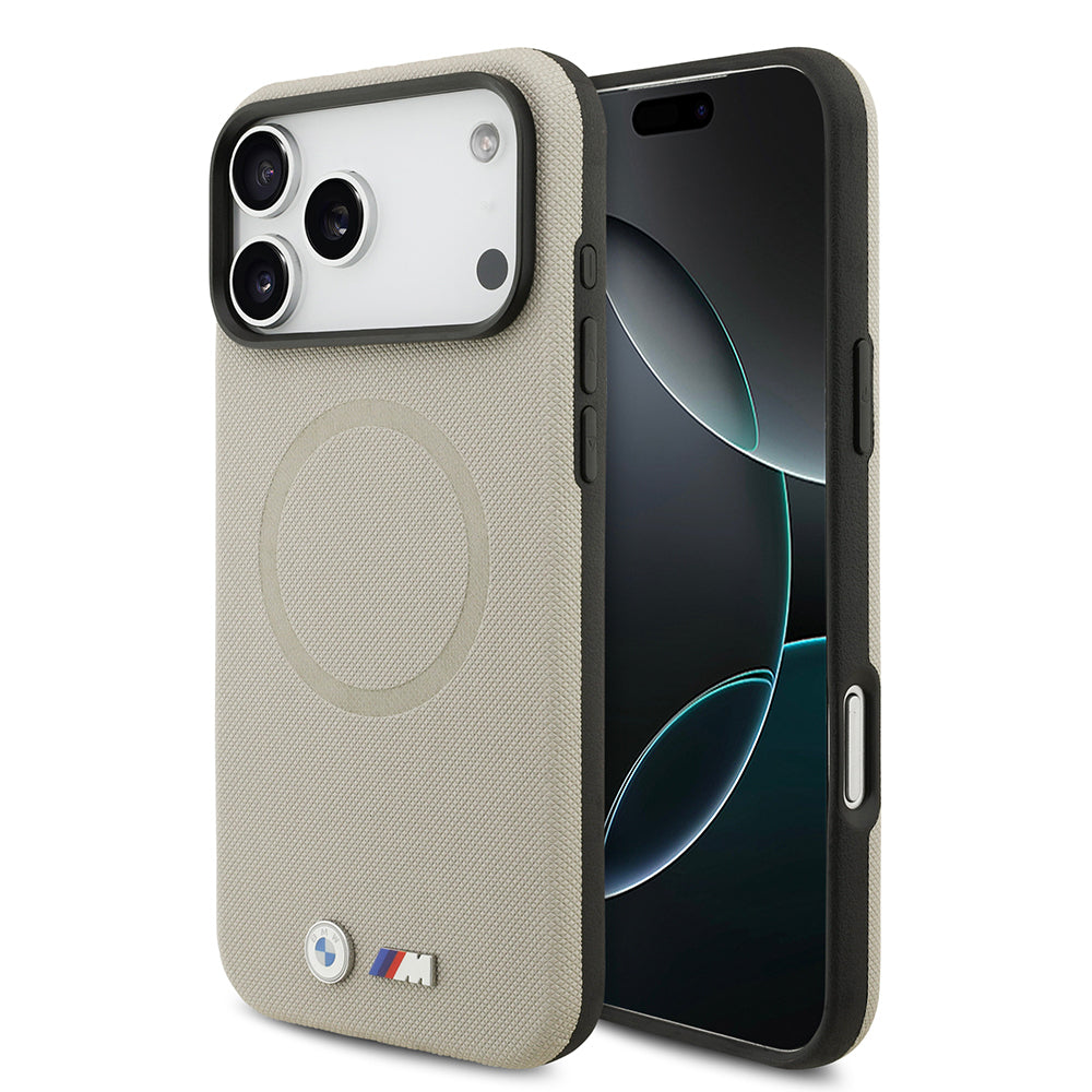 Apple iPhone 17 Pro Max Kılıf BMW Orjinal Lisanslı M-safe Şarj Özellikli Metal Logolu Delikli M Dizayn Deri Kapak