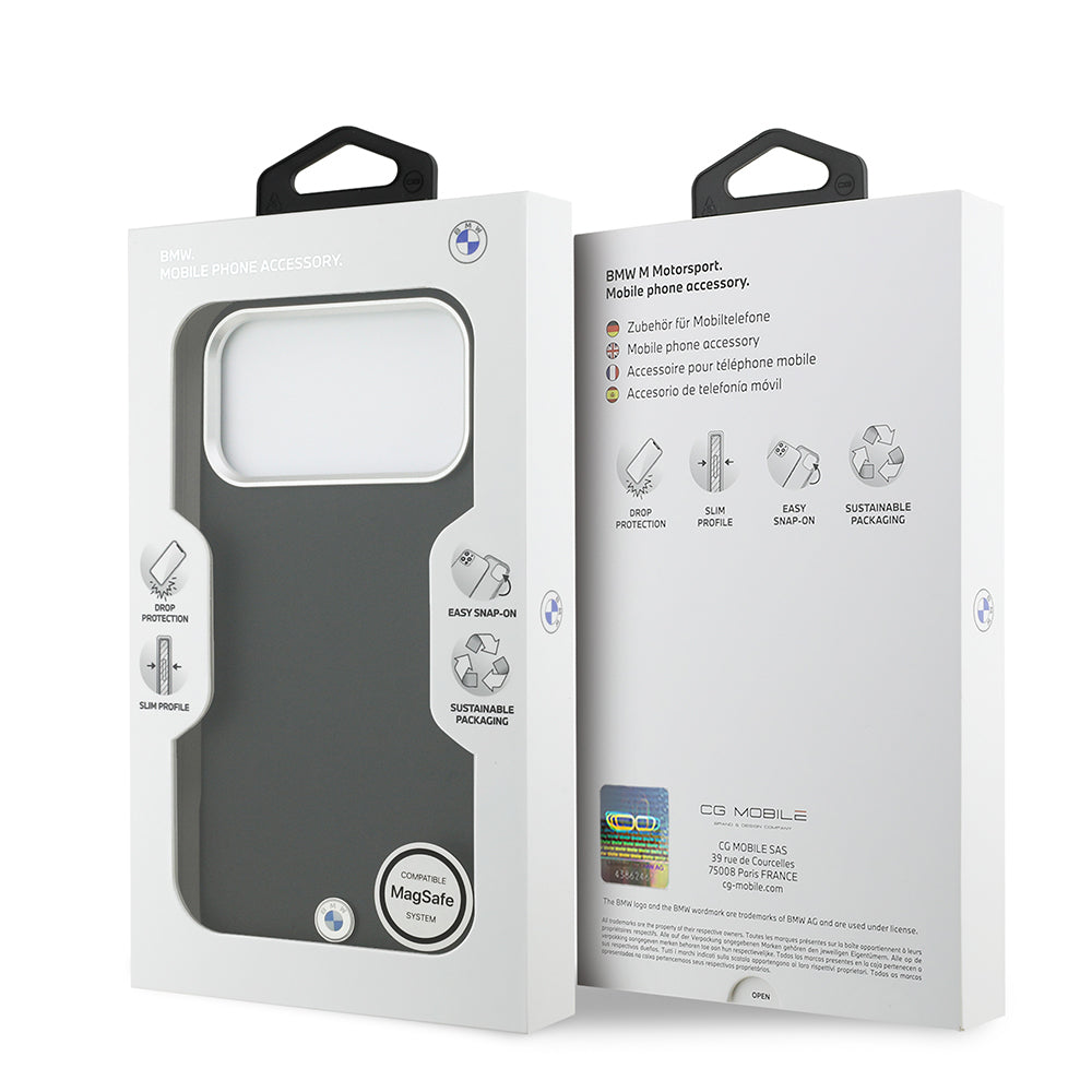 Apple iPhone 17 Pro Max Kılıf BMW Orjinal Lisanslı M-safe Şarj Özellikli Metal Logolu Tam Kaplama Deri Kapak