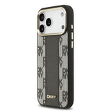 Apple iPhone 17 Pro Max Kılıf DKNY Orjinal Lisanslı M-safe Şarj Özellikli 3D Yazılı Checkered Pattern Kapak