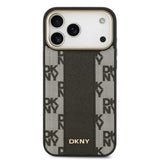 Apple iPhone 17 Pro Max Kılıf DKNY Orjinal Lisanslı M-safe Şarj Özellikli 3D Yazılı Checkered Pattern Kapak