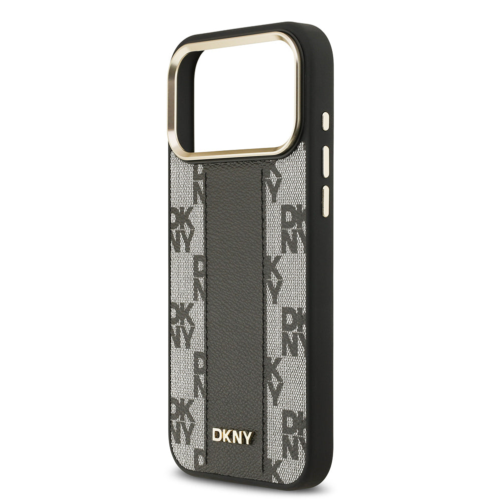 Apple iPhone 17 Pro Max Kılıf DKNY Orjinal Lisanslı M-safe Şarj Özellikli 3D Yazılı Checkered Pattern Kapak