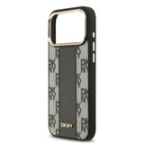 Apple iPhone 17 Pro Max Kılıf DKNY Orjinal Lisanslı M-safe Şarj Özellikli 3D Yazılı Checkered Pattern Kapak