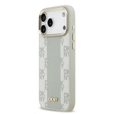 Apple iPhone 17 Pro Max Kılıf DKNY Orjinal Lisanslı M-safe Şarj Özellikli 3D Yazılı Checkered Pattern Kapak