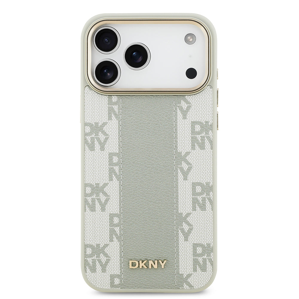 Apple iPhone 17 Pro Max Kılıf DKNY Orjinal Lisanslı M-safe Şarj Özellikli 3D Yazılı Checkered Pattern Kapak