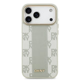 Apple iPhone 17 Pro Max Kılıf DKNY Orjinal Lisanslı M-safe Şarj Özellikli 3D Yazılı Checkered Pattern Kapak