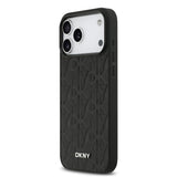 Apple iPhone 17 Pro Max Kılıf DKNY Orjinal Lisanslı M-safe Şarj Özellikli 3D Yazılı Grid Pattern Kapak