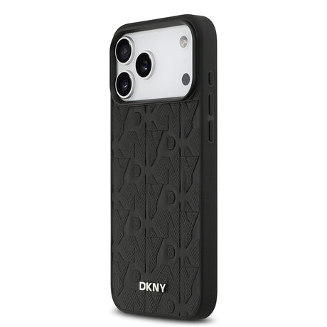 Apple iPhone 17 Pro Max Kılıf DKNY Orjinal Lisanslı M-safe Şarj Özellikli 3D Yazılı Grid Pattern Kapak