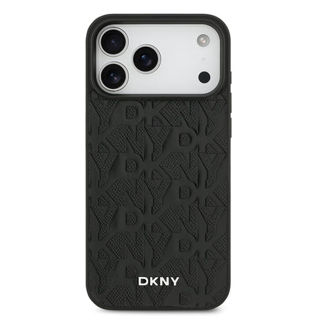 Apple iPhone 17 Pro Max Kılıf DKNY Orjinal Lisanslı M-safe Şarj Özellikli 3D Yazılı Grid Pattern Kapak