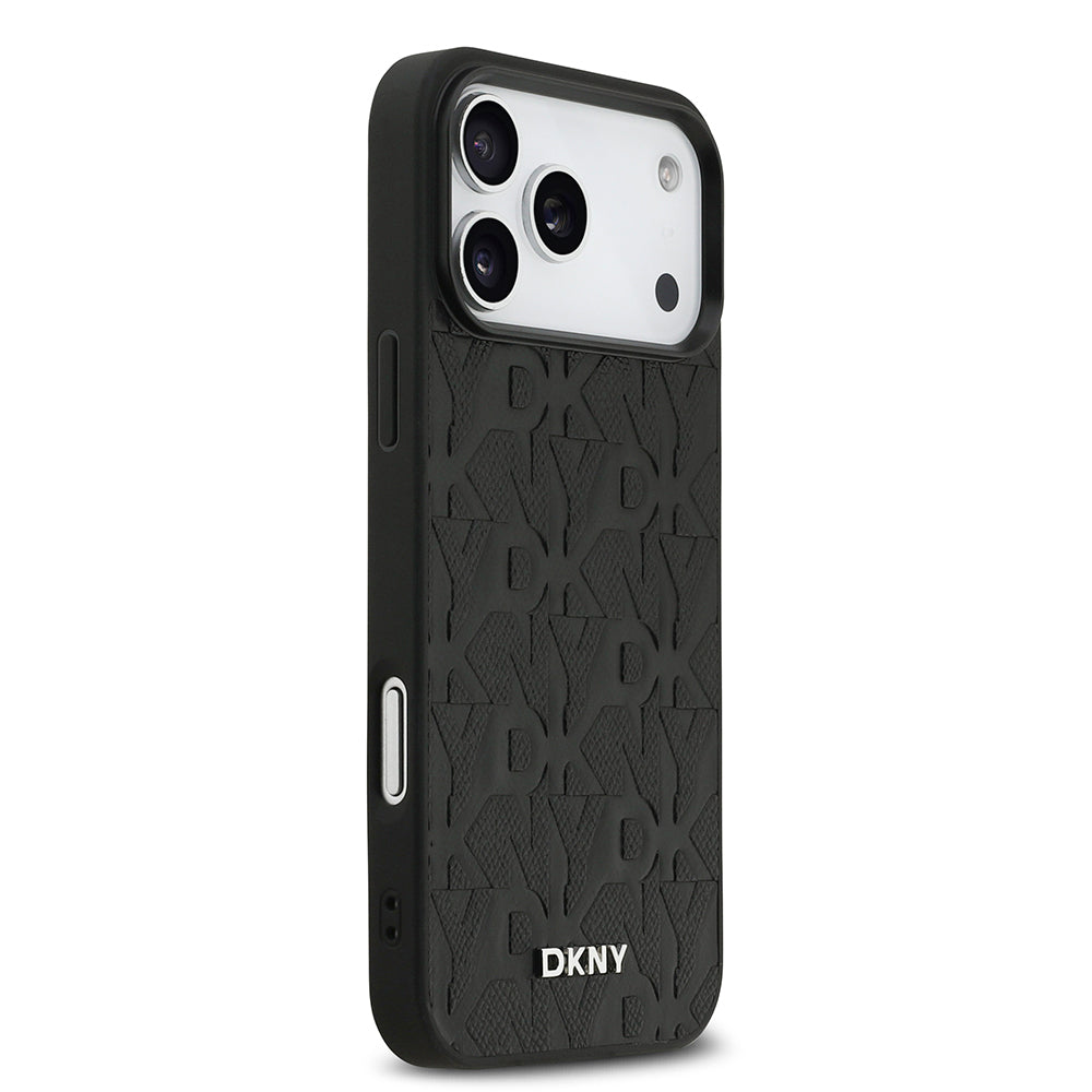 Apple iPhone 17 Pro Max Kılıf DKNY Orjinal Lisanslı M-safe Şarj Özellikli 3D Yazılı Grid Pattern Kapak