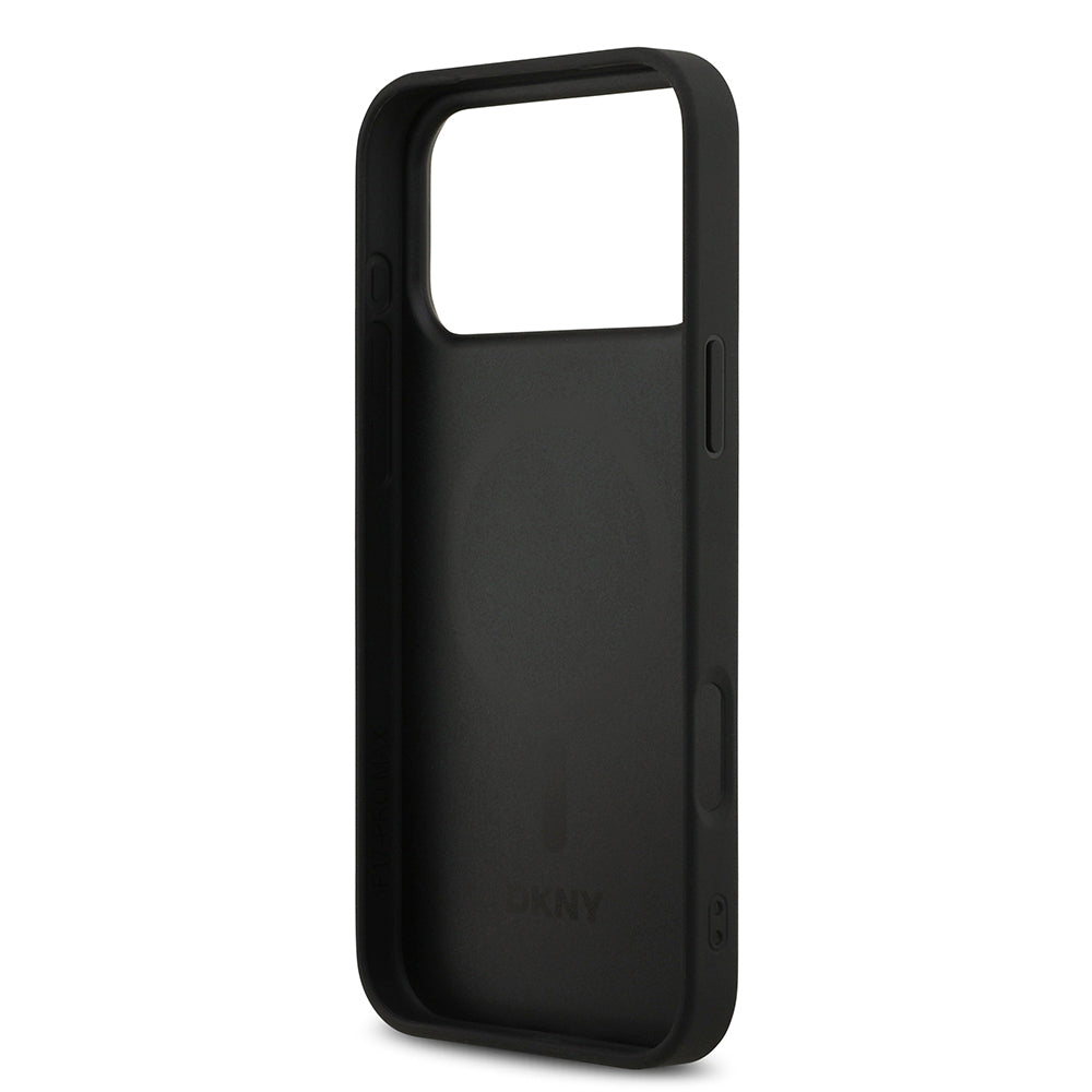 Apple iPhone 17 Pro Max Kılıf DKNY Orjinal Lisanslı M-safe Şarj Özellikli 3D Yazılı Grid Pattern Kapak