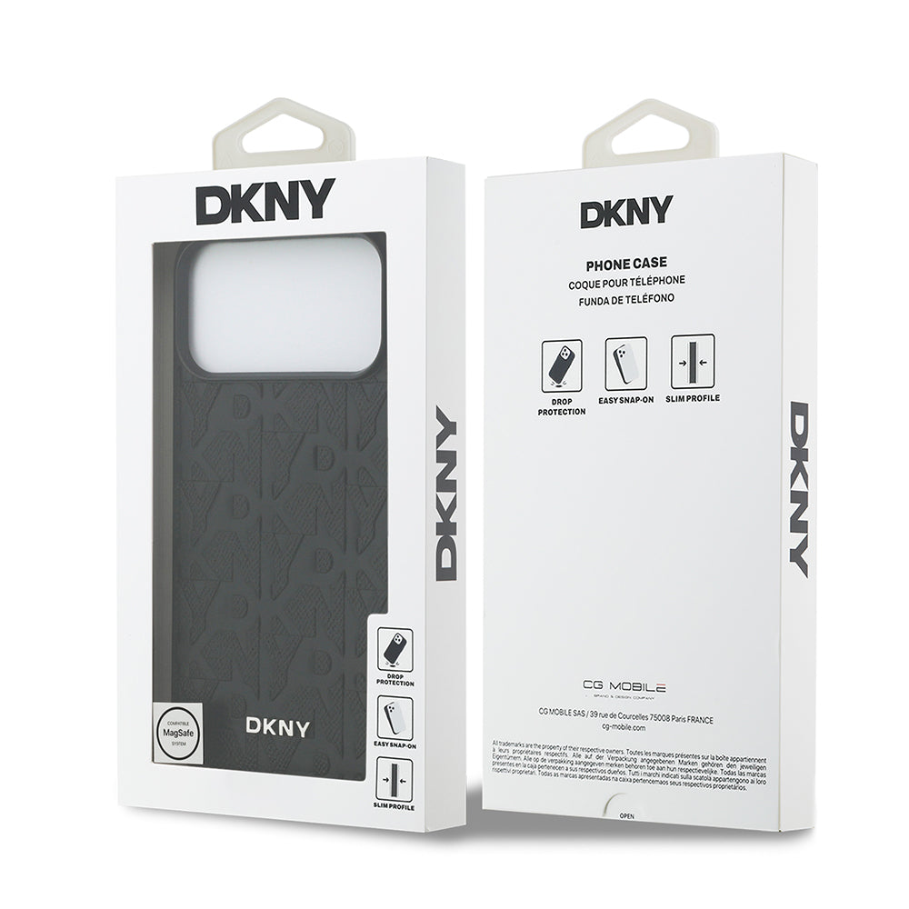 Apple iPhone 17 Pro Max Kılıf DKNY Orjinal Lisanslı M-safe Şarj Özellikli 3D Yazılı Grid Pattern Kapak