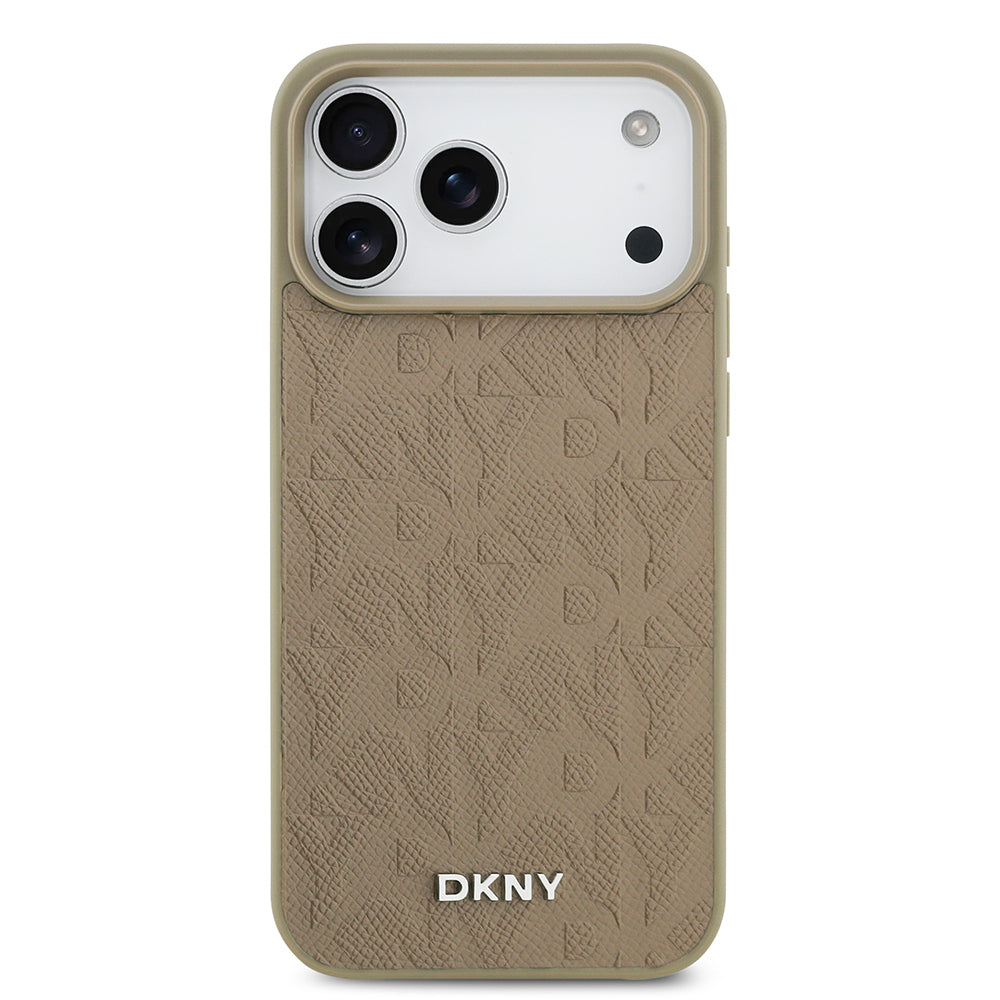 Apple iPhone 17 Pro Max Kılıf DKNY Orjinal Lisanslı M-safe Şarj Özellikli 3D Yazılı Grid Pattern Kapak