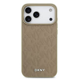 Apple iPhone 17 Pro Max Kılıf DKNY Orjinal Lisanslı M-safe Şarj Özellikli 3D Yazılı Grid Pattern Kapak